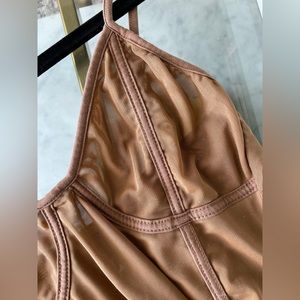 Bodysuit Tiger Mist Size Small Tan Mesh